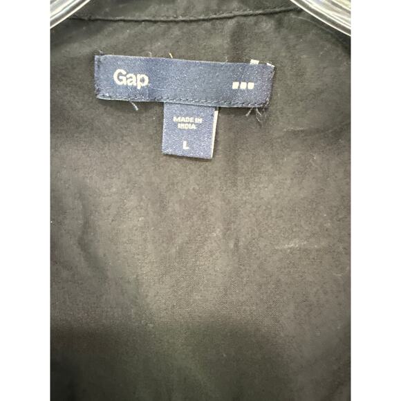 Gap Boho Embroidered Cotton Poplin Popover Top Button Up Sz L Black Renaissance - Picture 4 of 8